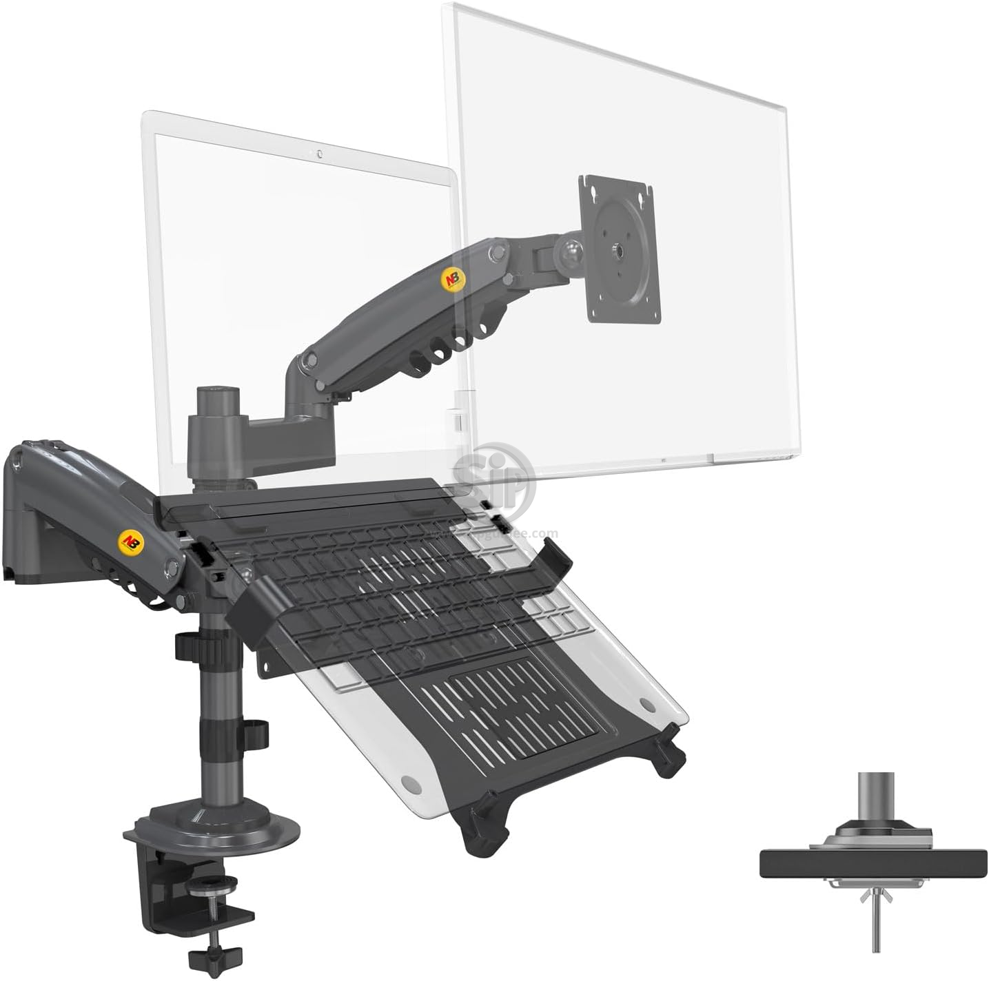Support Universel de Moniteur North Bayou H180-FP  Double bras articulé pour écran et laptop